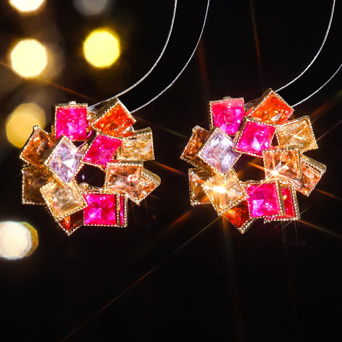 1 Pair Luxurious Shiny Geometric Plating Inlay Alloy Rhinestones Zircon Ear Studs