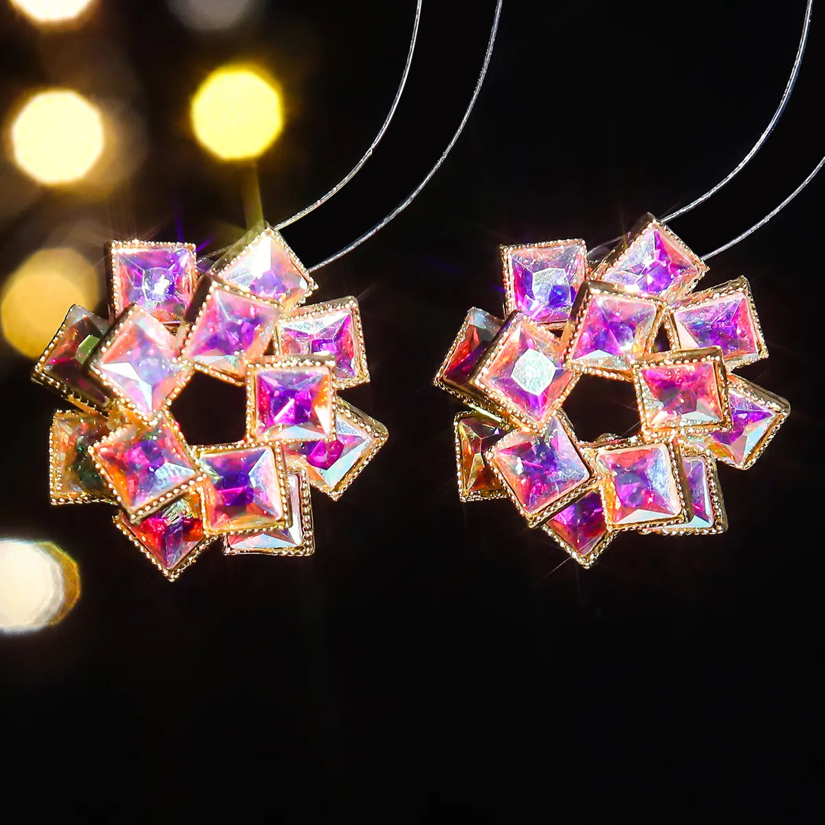 1 Pair Luxurious Shiny Geometric Plating Inlay Alloy Rhinestones Zircon Ear Studs