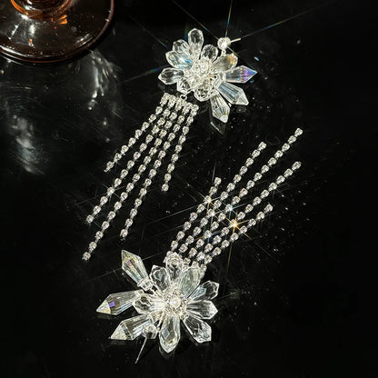 1 Pair Luxurious Shiny Geometric Tassel Inlay Alloy Artificial Crystal Artificial Rhinestones Drop Earrings