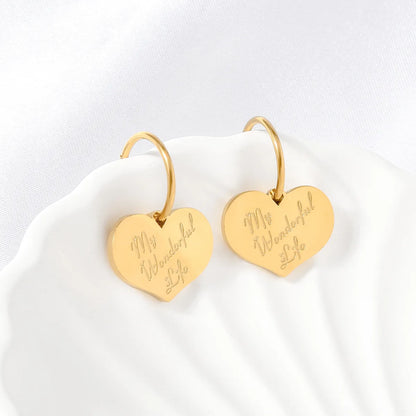 1 Pair Luxurious Shiny Heart Shape Plating 304 Stainless Steel 18K Gold Plated Drop Earrings