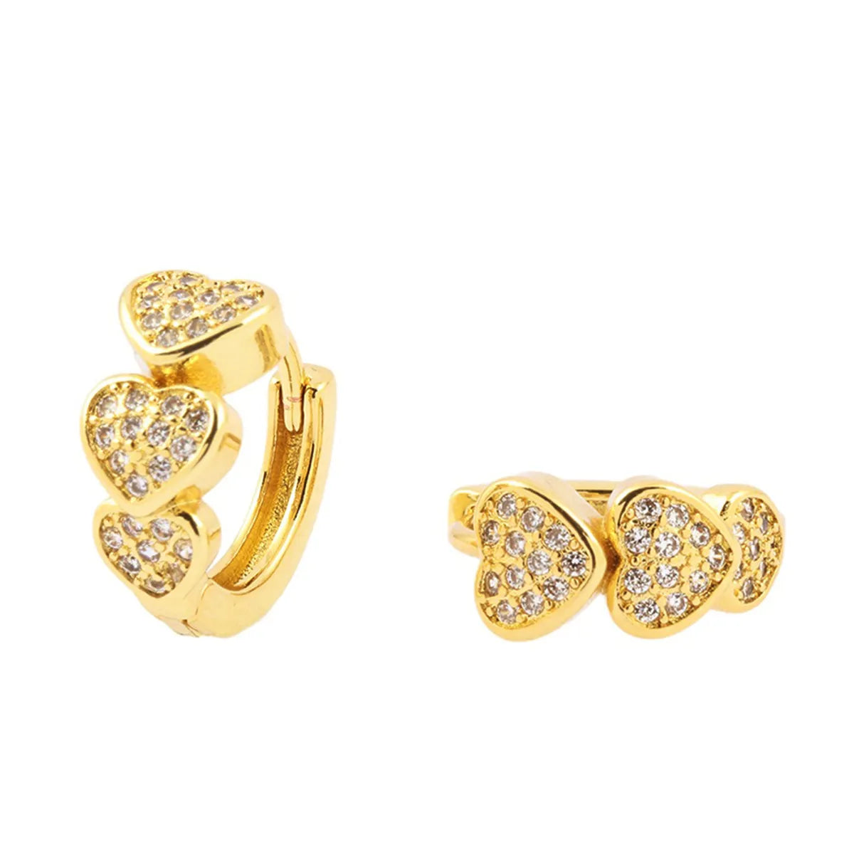 1 Pair Luxurious Shiny Heart Shape Plating Inlay Copper Zircon 18k Gold Plated Hoop Earrings