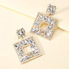 1 Pair Luxurious Shiny Square Plating Hollow Out Inlay Zinc Alloy Glass Dangling Earrings