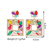 1 Pair Luxurious Shiny Square Plating Hollow Out Inlay Zinc Alloy Glass Dangling Earrings