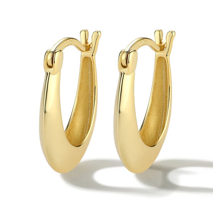 1 Pair Luxurious Simple Style Commute U Shape Plating Sterling Silver 18k Gold Plated White Gold Plated Hoop Earrings