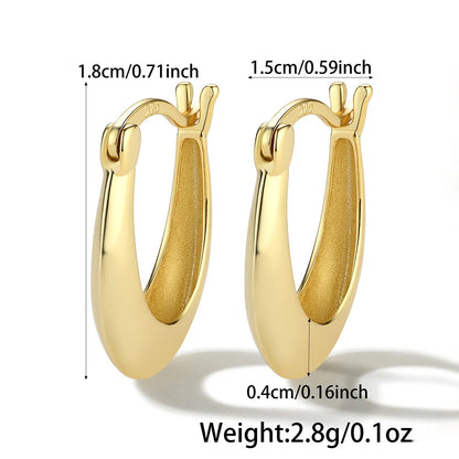 1 Pair Luxurious Simple Style Commute U Shape Plating Sterling Silver 18k Gold Plated White Gold Plated Hoop Earrings