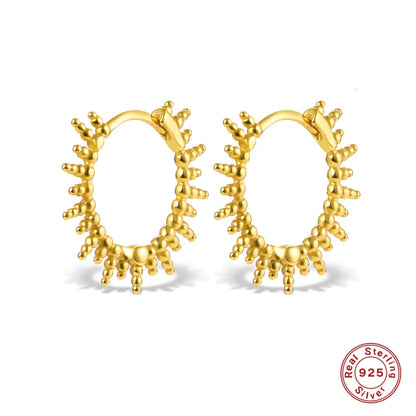 1 Pair Luxurious Simple Style Round Sun Plating Sterling Silver 18k Gold Plated White Gold Plated Earrings