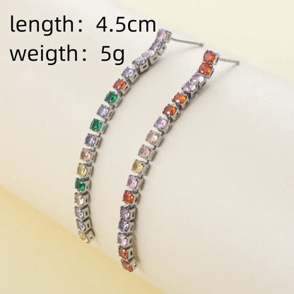 1 Pair Luxurious Simple Style Shiny Tassel Inlay Stainless Steel Metal Zircon Drop Earrings