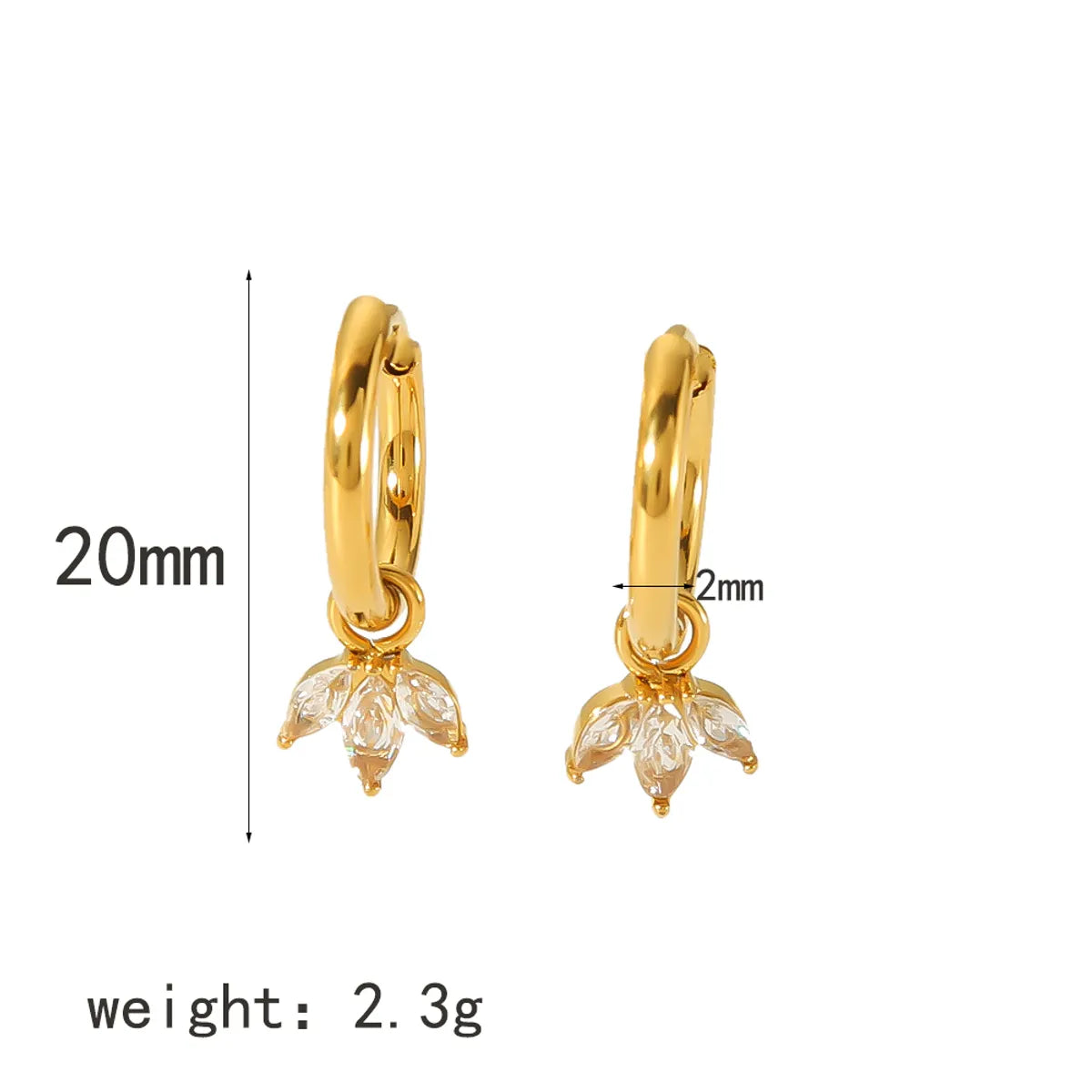 1 Pair Luxurious Simple Style Starfish Heart Shape Polishing Plating Inlay Stainless Steel Zircon 18k Gold Plated Drop Earrings