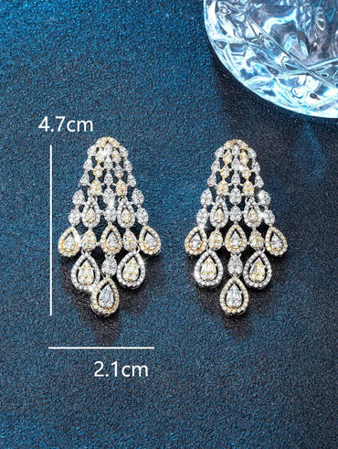 1 Pair Luxurious Snowflake Plating Inlay Brass Zircon White Gold Plated Gold Plated Drop Earrings