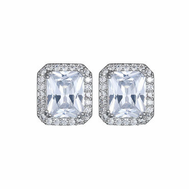 1 Pair Luxurious Square Inlay Copper Artificial Crystal Zircon Ear Studs