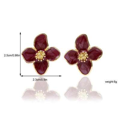 1 Pair Luxurious Sweet Artistic Petal Enamel Alloy Ear Studs