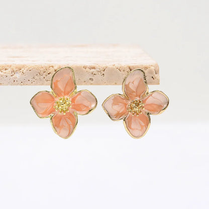 1 Pair Luxurious Sweet Artistic Petal Enamel Alloy Ear Studs