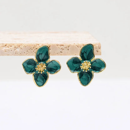 1 Pair Luxurious Sweet Artistic Petal Enamel Alloy Ear Studs