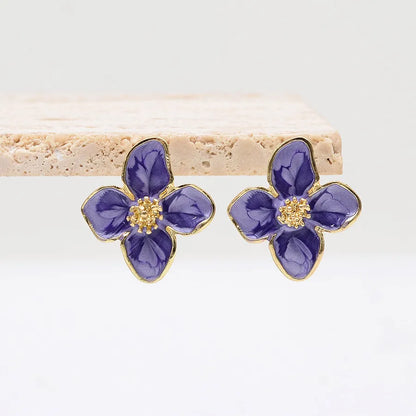 1 Pair Luxurious Sweet Artistic Petal Enamel Alloy Ear Studs