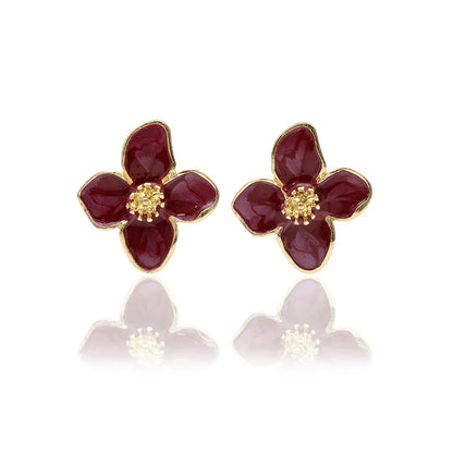 1 Pair Luxurious Sweet Artistic Petal Enamel Alloy Ear Studs