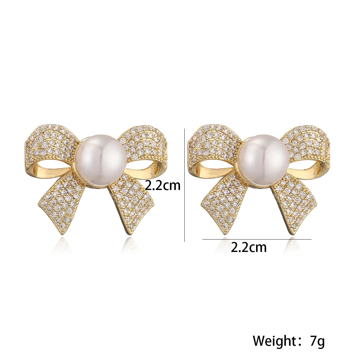 1 Pair Luxurious Sweet Bow Knot Inlay Copper Rhinestones Ear Studs