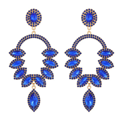 1 Pair Luxurious Water Droplets Inlay Zinc Alloy Glass Dangling Earrings