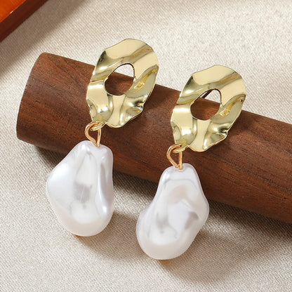 1 Pair Luxurious Wedding Bridal Water Droplets Plating Inlay Alloy Artificial Pearls Gold Plated Drop Earrings