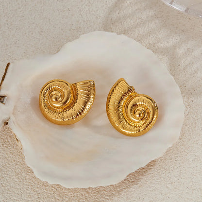 1 Pair Marine Style Beach Sweet Conch 304 Stainless Steel Ear Studs