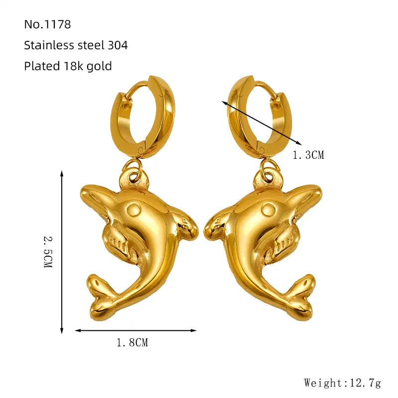 1 Pair Marine Style Modern Style Classic Style Starfish Crab Shell Plating 304 Stainless Steel 18K Gold Plated Drop Earrings