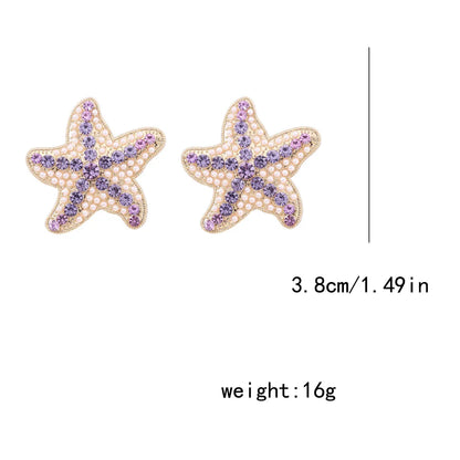 1 Pair Marine Style Modern Style Classic Style Starfish Plating Inlay Zinc Alloy Imitation Pearl Rhinestones Ear Studs