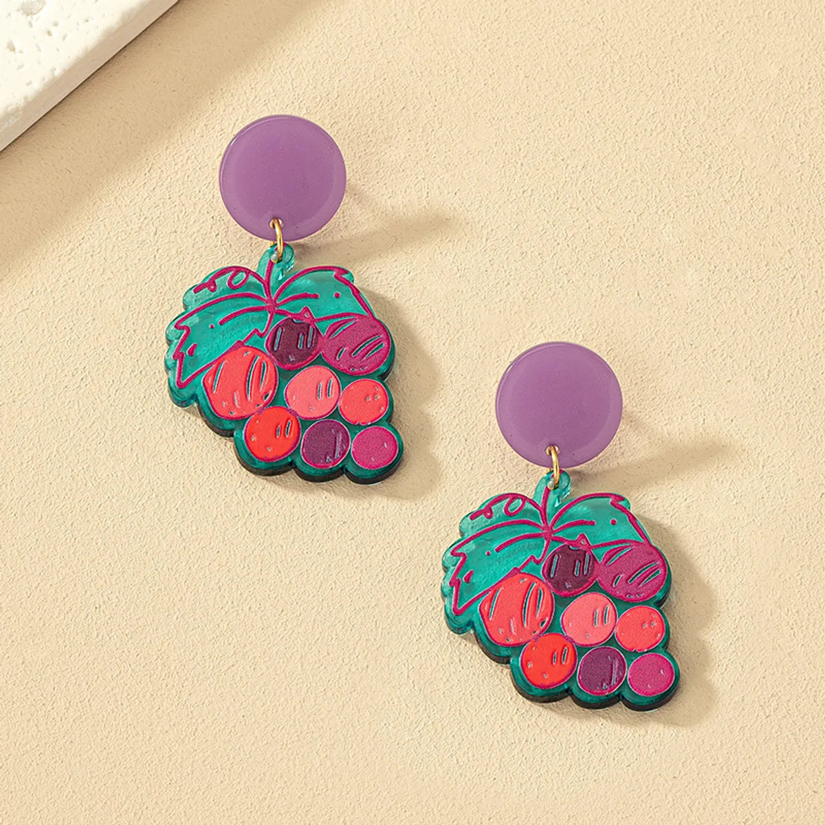 1 Pair Marine Style Simple Style Cactus Grape Arylic Drop Earrings