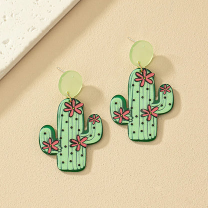 1 Pair Marine Style Simple Style Cactus Grape Arylic Drop Earrings