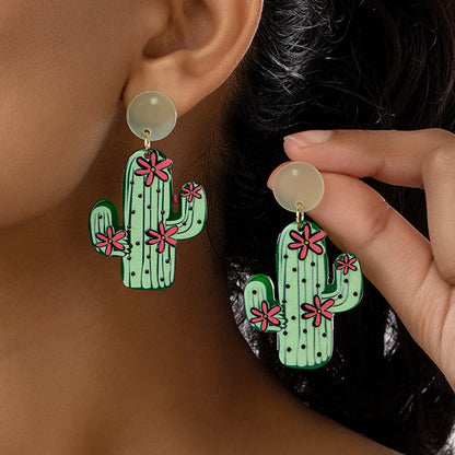 1 Pair Marine Style Simple Style Cactus Grape Arylic Drop Earrings