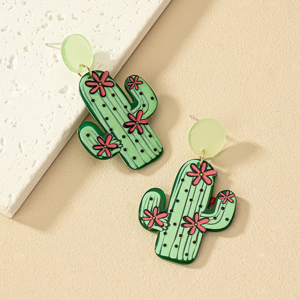 1 Pair Marine Style Simple Style Cactus Grape Arylic Drop Earrings