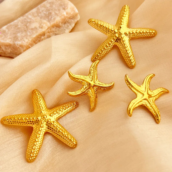 1 Pair Marine Style Simple Style Classic Style Starfish 201 Stainless Steel 18K Gold Plated Ear Studs