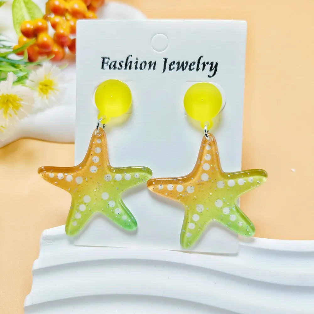 1 Pair Marine Style Simple Style Starfish Arylic Drop Earrings