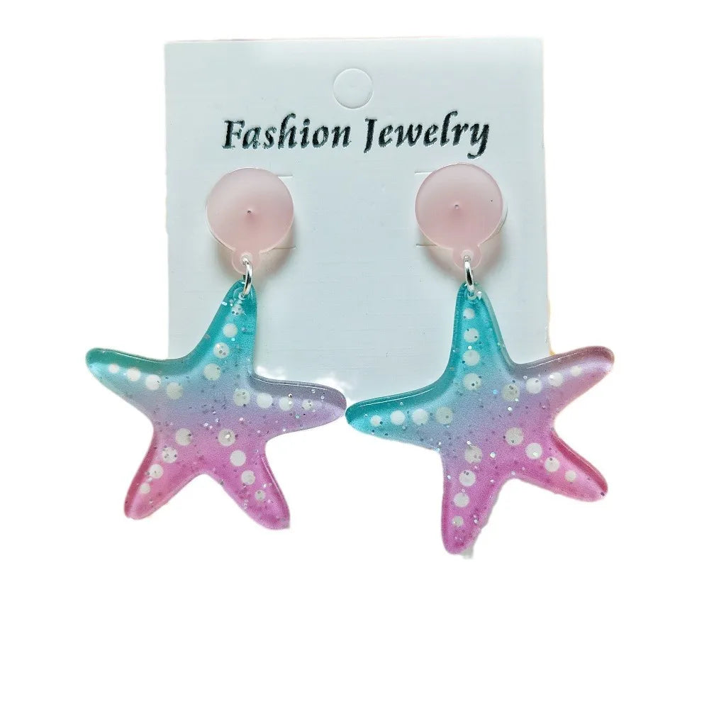 1 Pair Marine Style Simple Style Starfish Arylic Drop Earrings