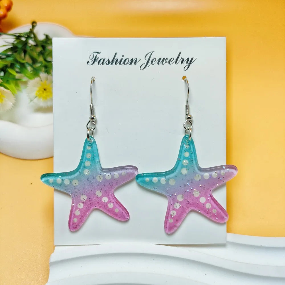 1 Pair Marine Style Simple Style Starfish Arylic Drop Earrings