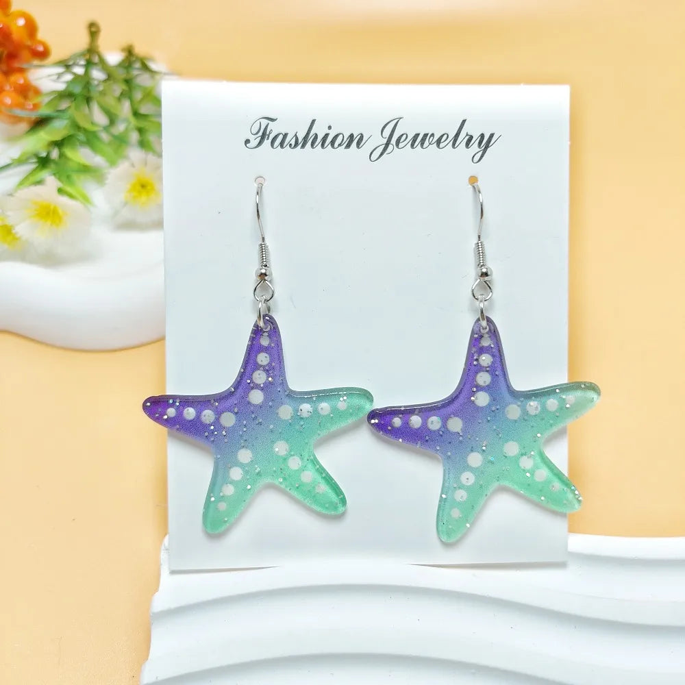 1 Pair Marine Style Simple Style Starfish Arylic Drop Earrings