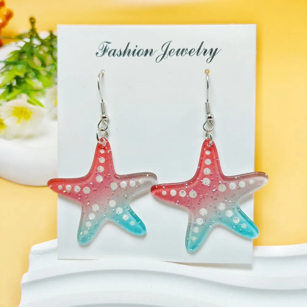 1 Pair Marine Style Simple Style Starfish Arylic Drop Earrings