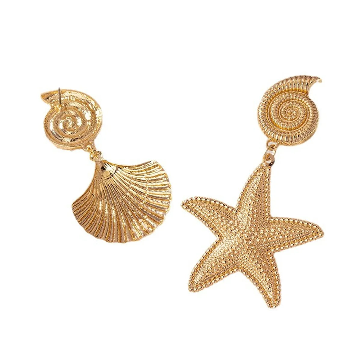 1 Pair Marine Style Simple Style Starfish Shell Plating Alloy Drop Earrings