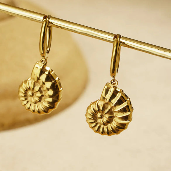 1 Pair Marine Style Simple Style Starfish Snails Shell Plating 304 Stainless Steel 18K Gold Plated Drop Earrings