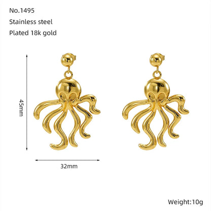 1 Pair Marine Style Starfish Octopus Shell 304 Stainless Steel Drop Earrings