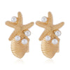 1 Pair Marine Style Starfish Shell Alloy Drop Earrings Ear Studs