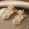 1 Pair Marine Style Starfish Shell Alloy Drop Earrings Ear Studs
