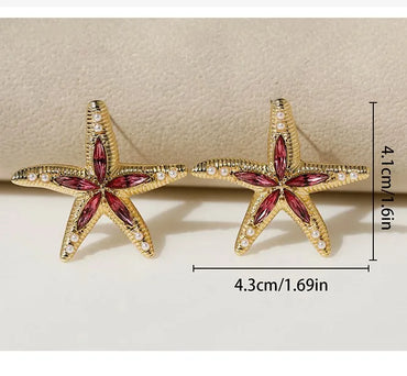 1 Pair Marine Style Starfish Zinc Alloy Ear Studs