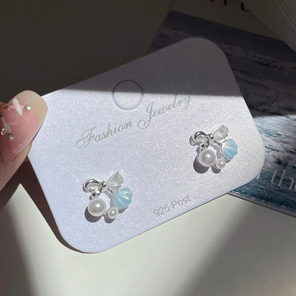 1 Pair Marine Style Sweet Starfish Shell Fish Tail Alloy Resin Drop Earrings Ear Studs