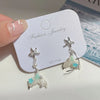 1 Pair Marine Style Sweet Starfish Shell Fish Tail Alloy Resin Drop Earrings Ear Studs