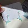 1 Pair Marine Style Sweet Starfish Shell Fish Tail Alloy Resin Drop Earrings Ear Studs