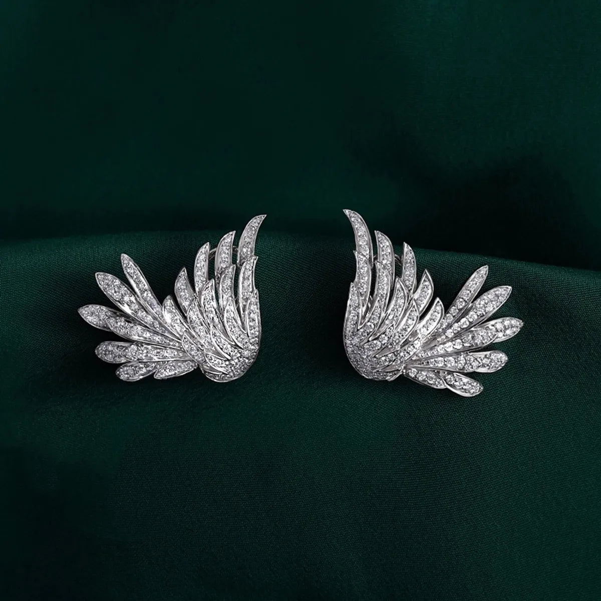 1 Pair Modern Style Angel Inlay Copper Zircon Ear Studs