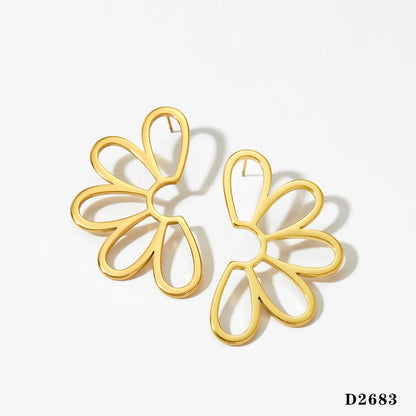 1 Pair Modern Style Artistic Flower Hollow Out 316 Stainless Steel  16K Gold Plated White Gold Plated Gold Plated Ear Studs