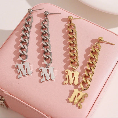 1 Pair Modern Style Artistic Letter 304 Stainless Steel 16K Gold Plated White Gold Plated Gold Plated Drop Earrings