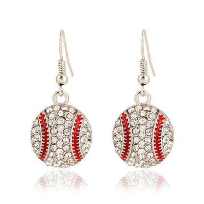 1 Pair Modern Style Baseball Basketball Football Inlay Zinc Alloy Rhinestones Drop Earrings