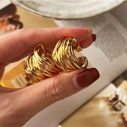 1 Pair Modern Style C Shape Plating Copper Ear Studs