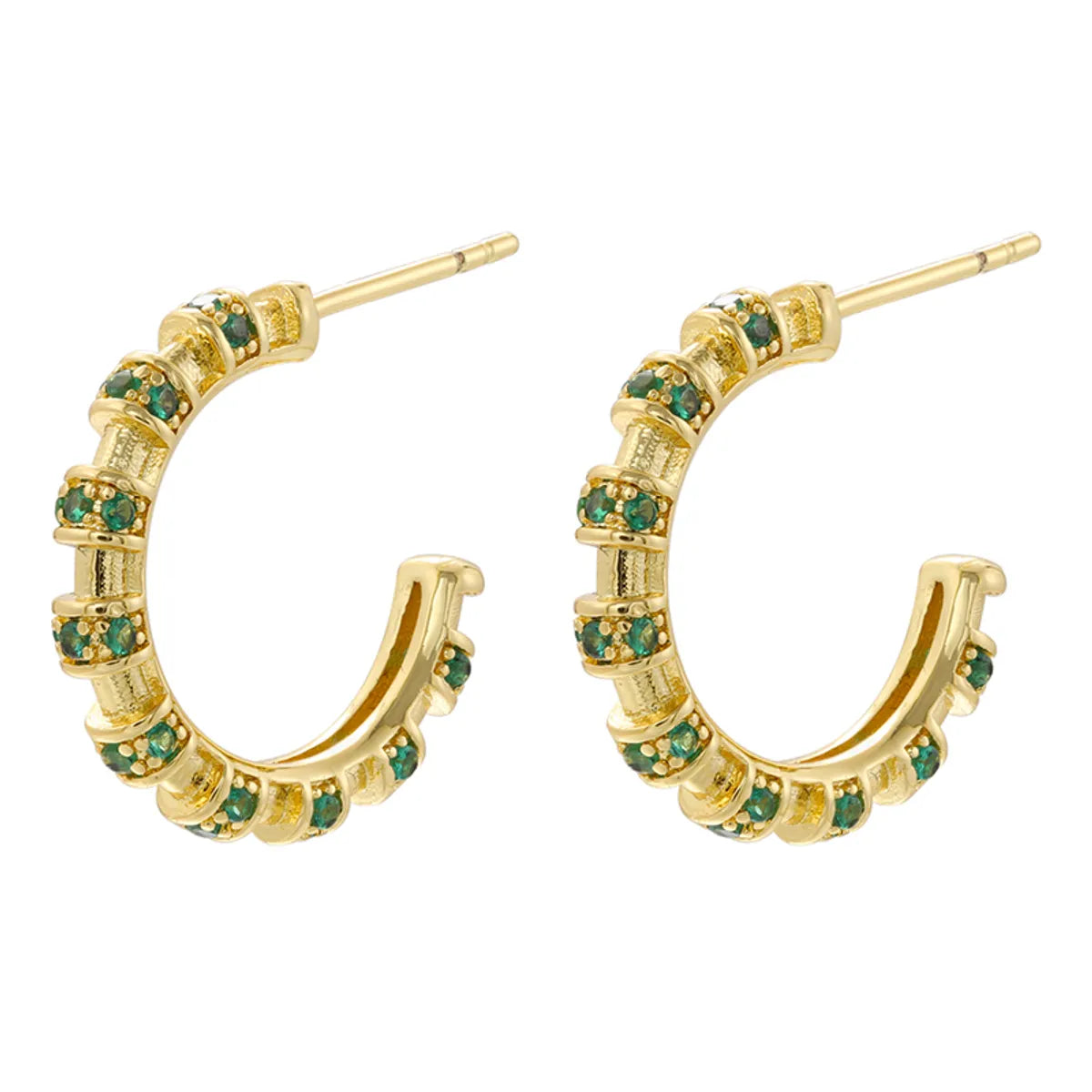 1 Pair Modern Style C Shape Plating Inlay Copper Zircon 18k Gold Plated Ear Studs